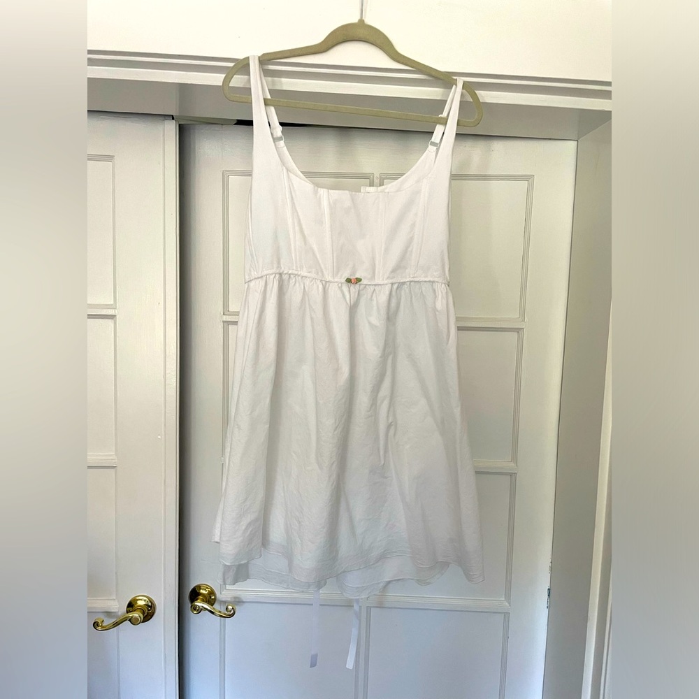 Kitteny white corset mini dress - size XXL, 100% cotton, adjustable lace back
